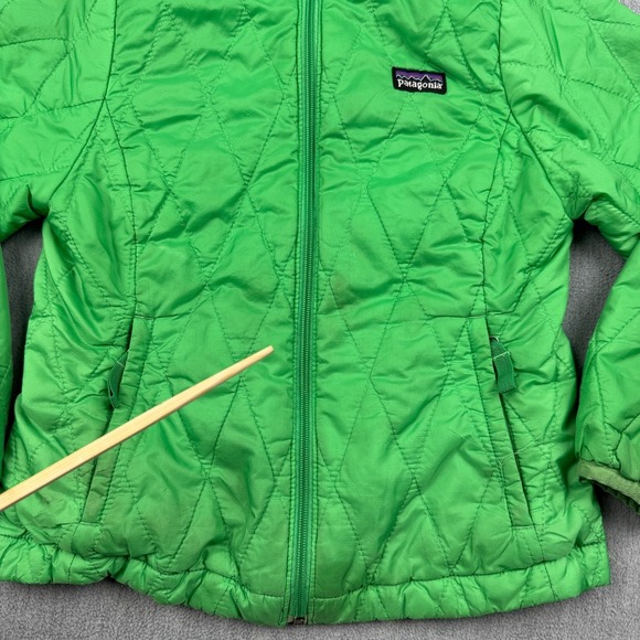 Patagonia Jacket Girls XS 5/6 Green Nano Puffer Full Zip Primaloft Mock Neck - Picture 3 of 16